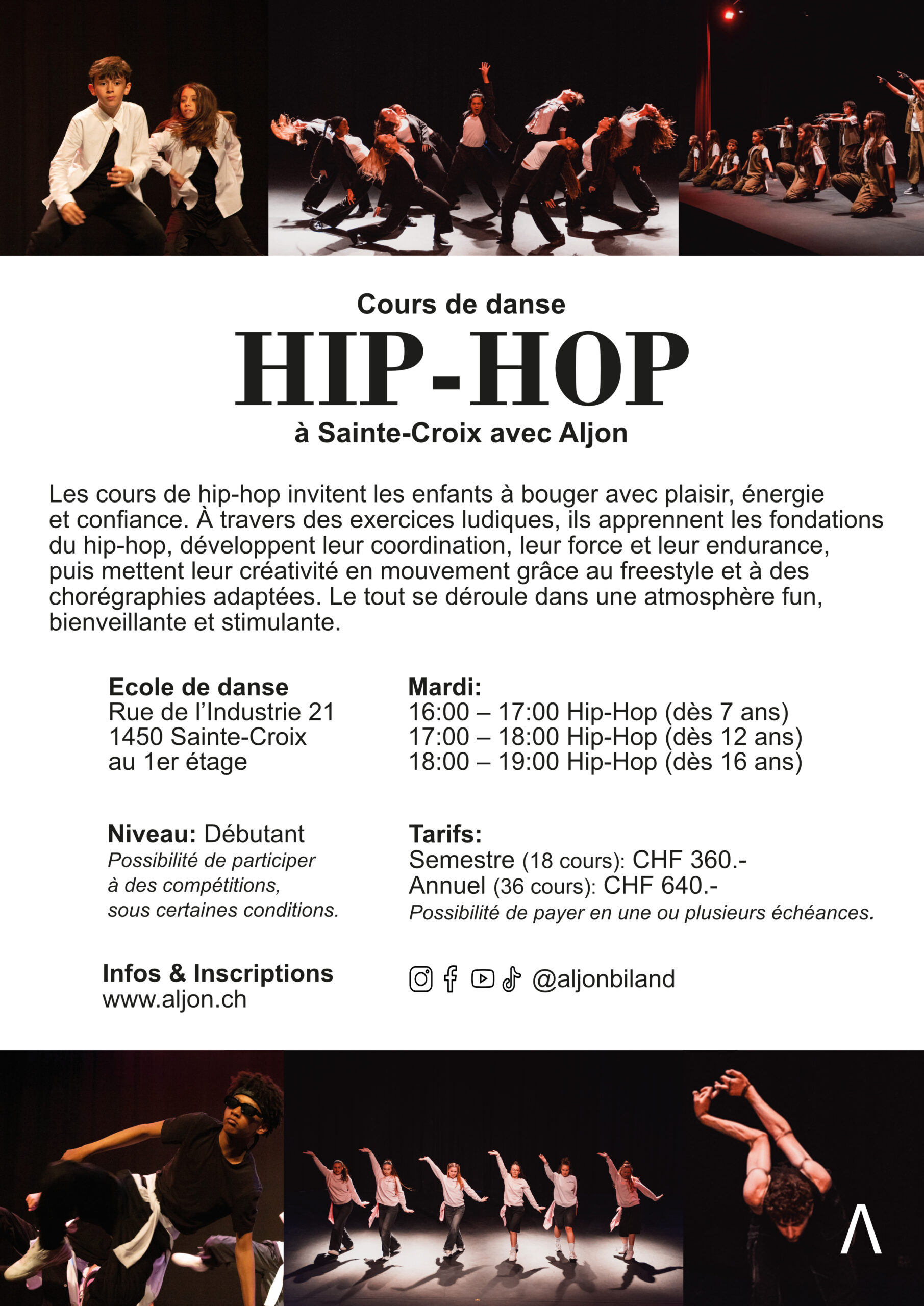 cours de hiphop enfants/ados à Sainte-Croix avec Aljon